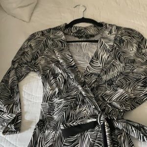 3/4 sleeve midi wrap dress